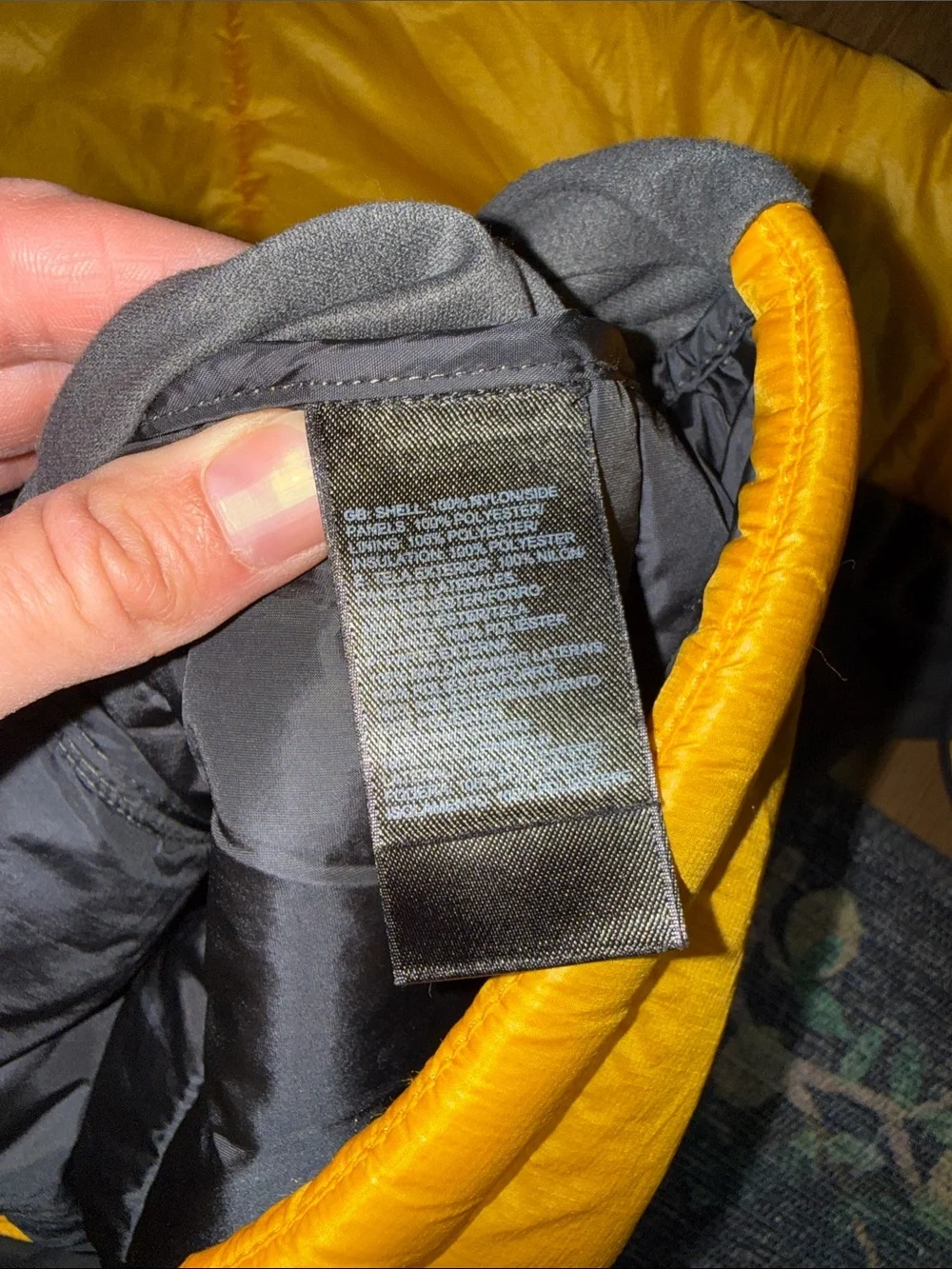 The North Face Men’s Yellow Puffer Jacket with Black Panels size small